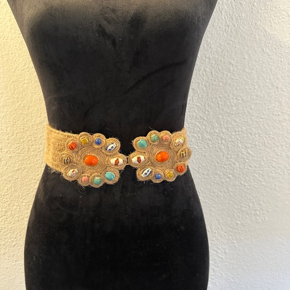 Zara Jute and stone belt. Size 30 - Picture 2 of 6